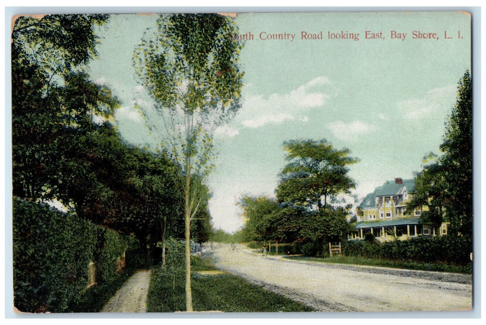 1913 South Country Road Looking East Bay Shore Long Island NY Postcard