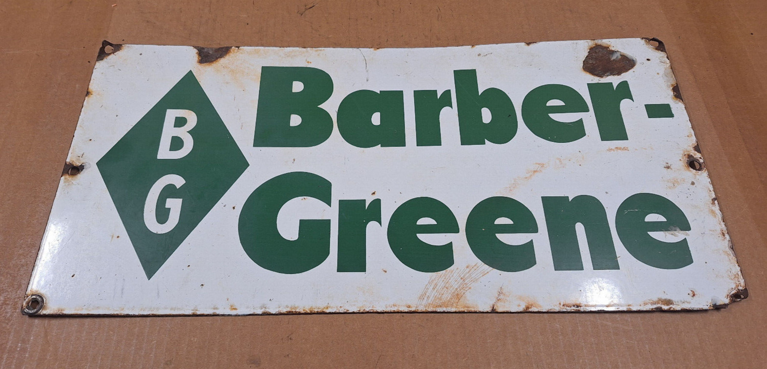 Barber Greene Porcelain Sign Construction Equipment Aurora Illinois