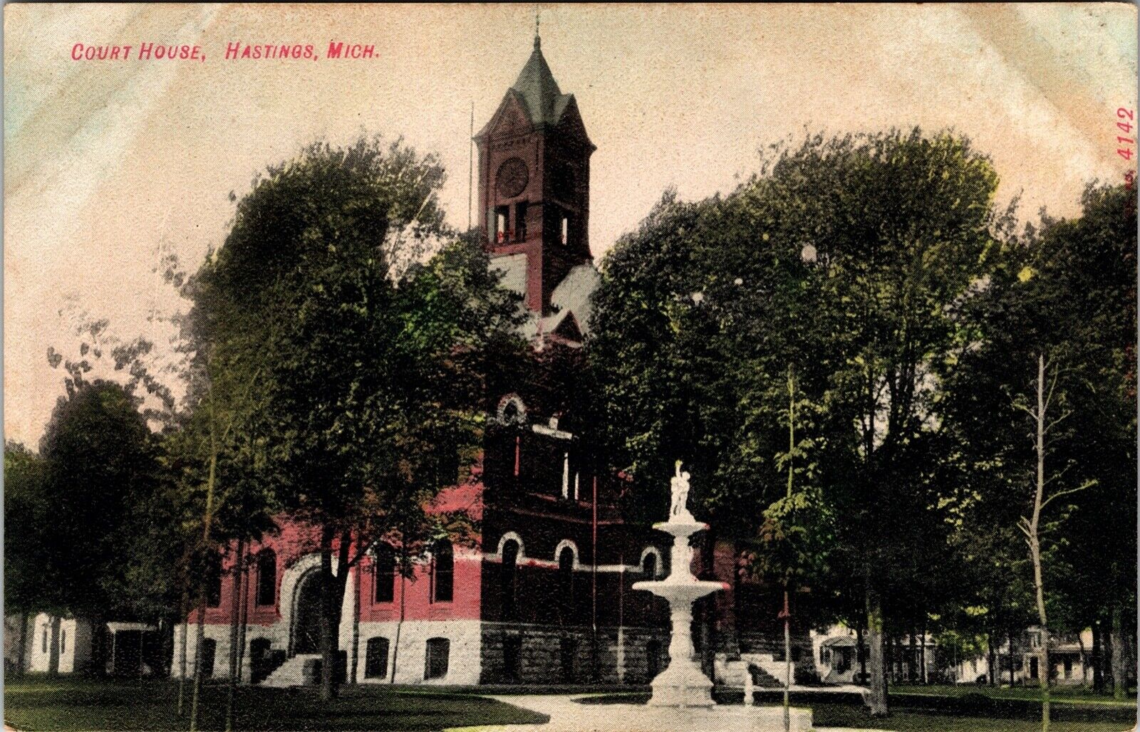 Early 1900\'s Hastings Michigan Court House Mich. VTG Postcard 
