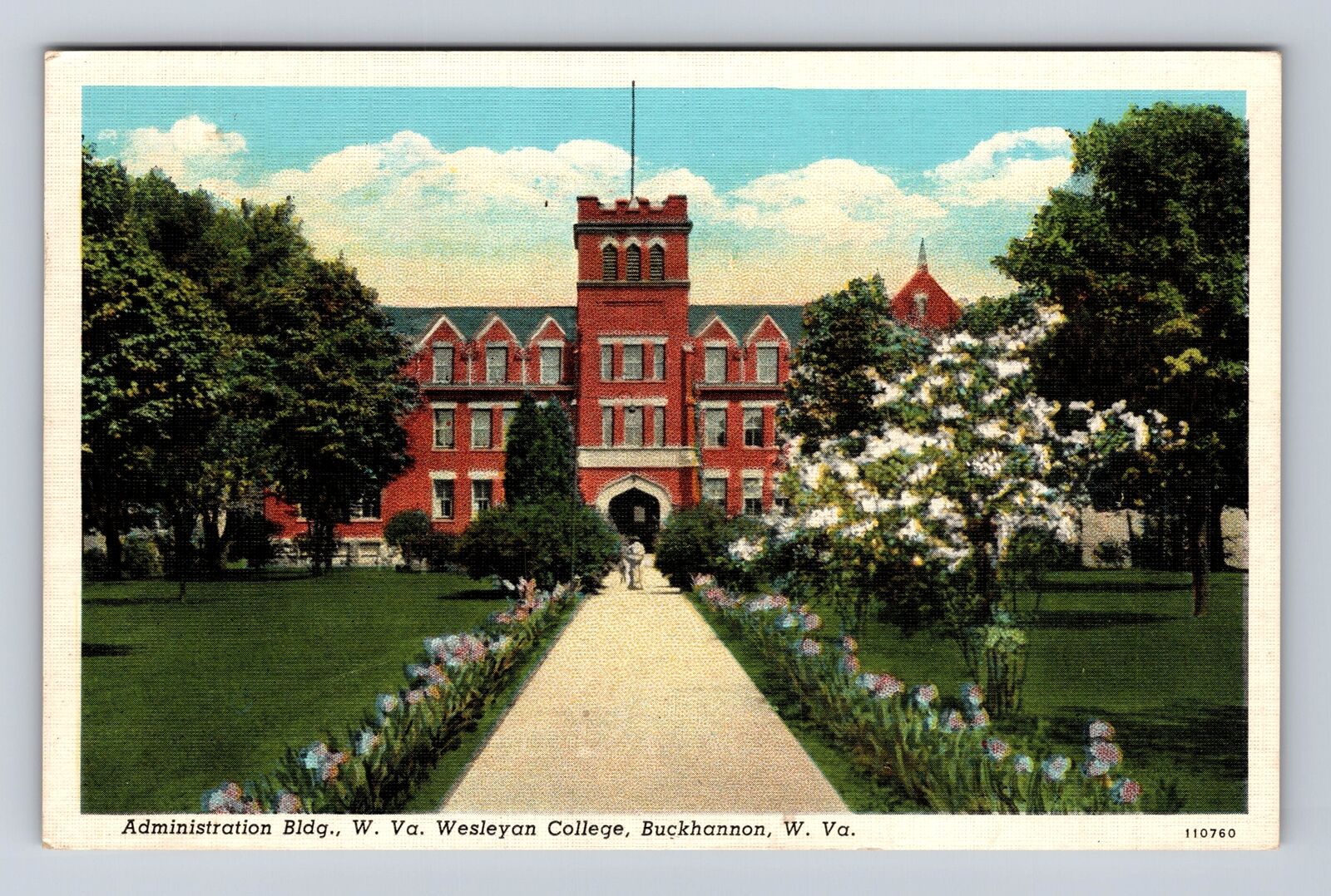 Buckhannon WV-West Virginia, Administration Building, Vintage c1939 Postcard