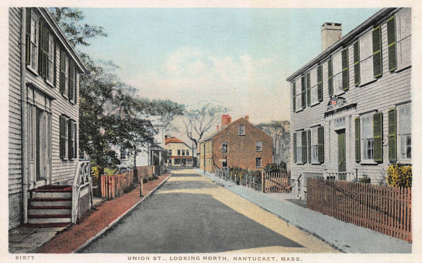 Union St. Looking North, Nantucket, MA, Early Postcard, Unused, Detroit Pub. Co.