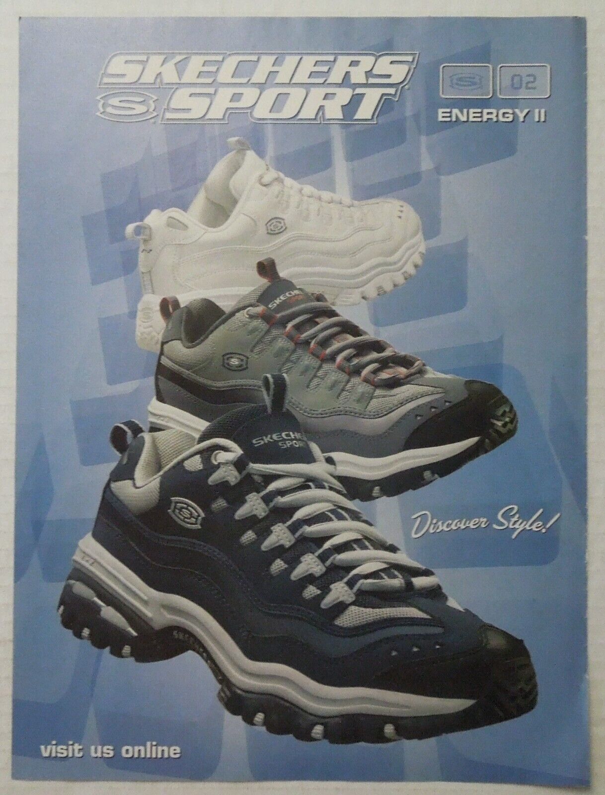 2002 SKECHERS SPORT Energy II Shoes Magazine Ad - Discover Style