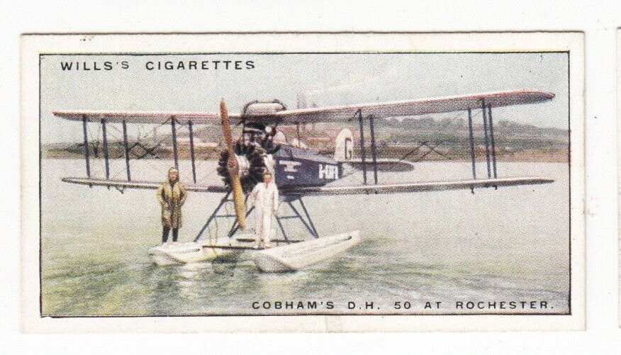 Vintage 1930 Airplane Card de Havilland D.H. 50 SEAPLANE Cobham