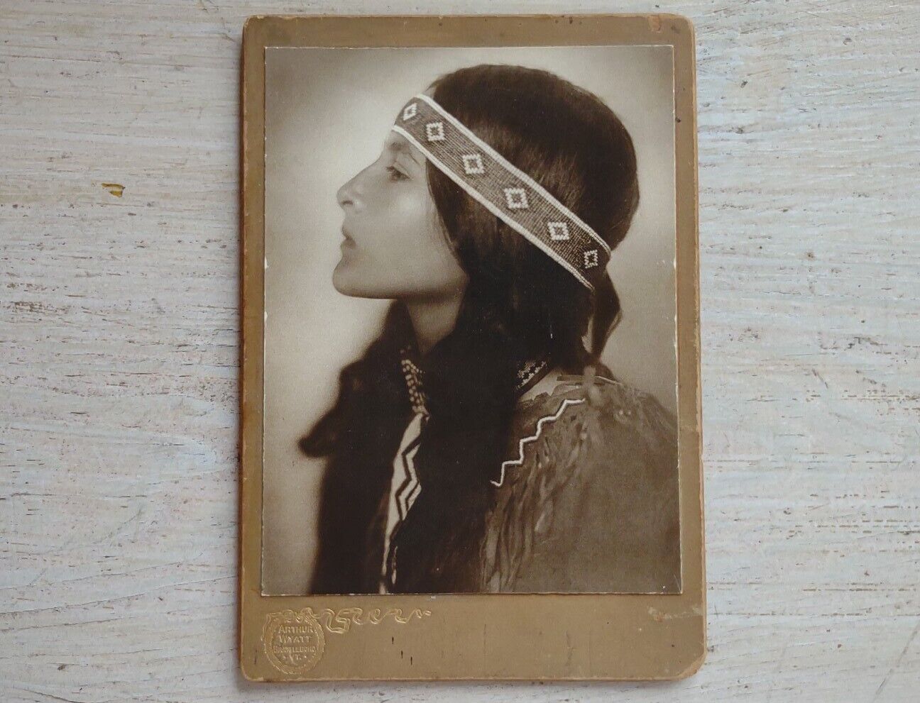 Antique 1915 ROLAND REED Piegan LITTLE BIRD Native American INDIAN PHOTO CDV