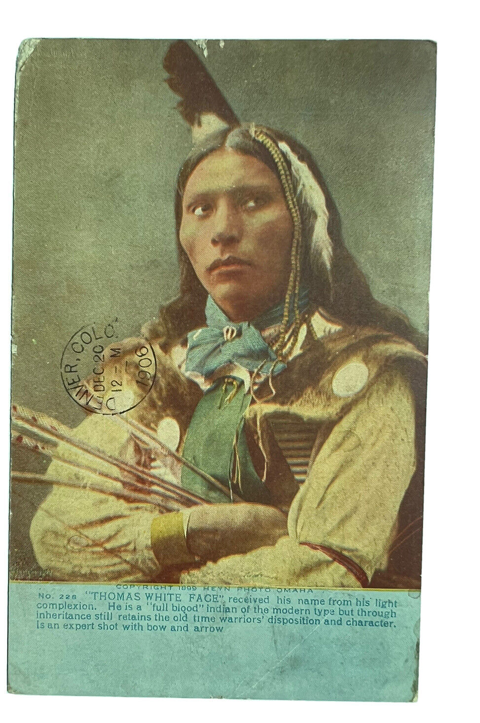 1899 THOMAS WHITE FACE Payawayatkon Ogala Lakota Sioux Pine Ridge Indian Res A8