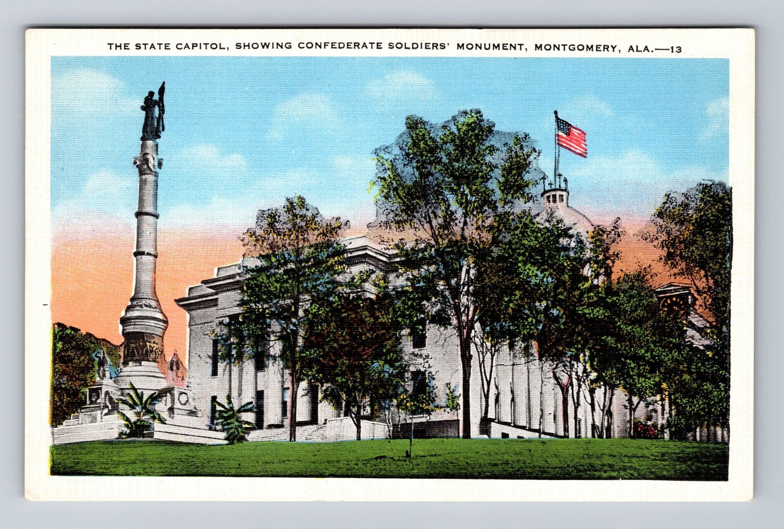 Montgomery AL-Alabama, State Capitol, Soldiers Monument, Vintage Postcard