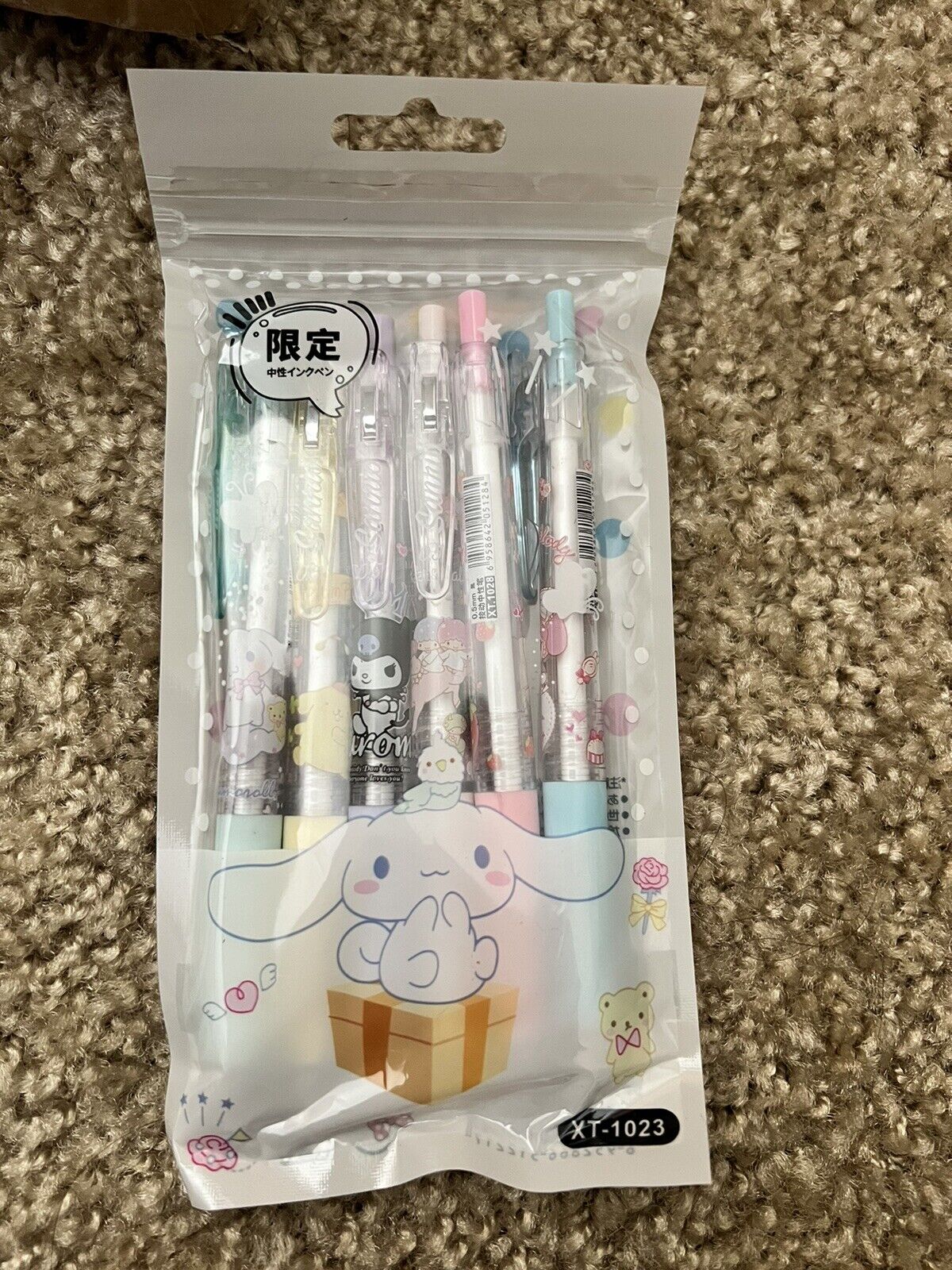 Sanrio Kawaii Kuromi My Melody Cinnamoroll Kitty Gel Pen Set Black Ink 0.5mm 6pc