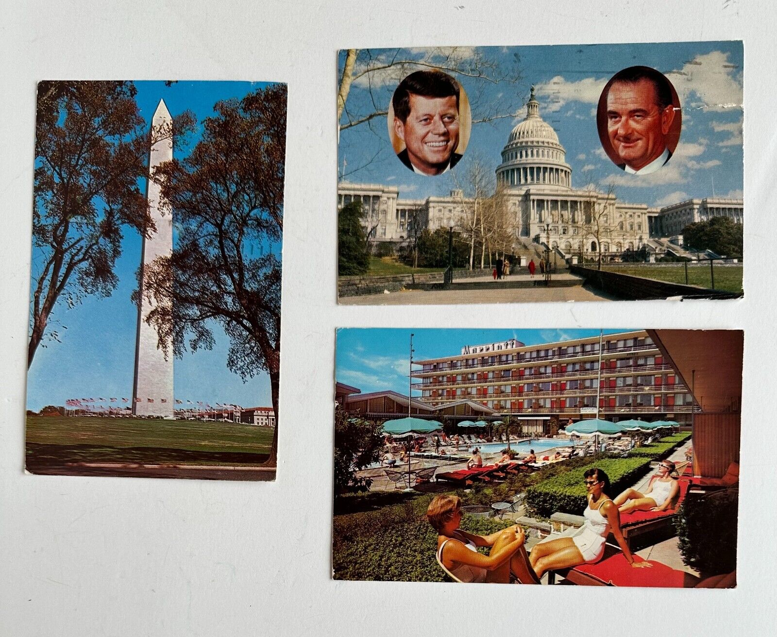 1961  Postcards John F. Kennedy & Johnson, Washington Mount & Wash Marroitt