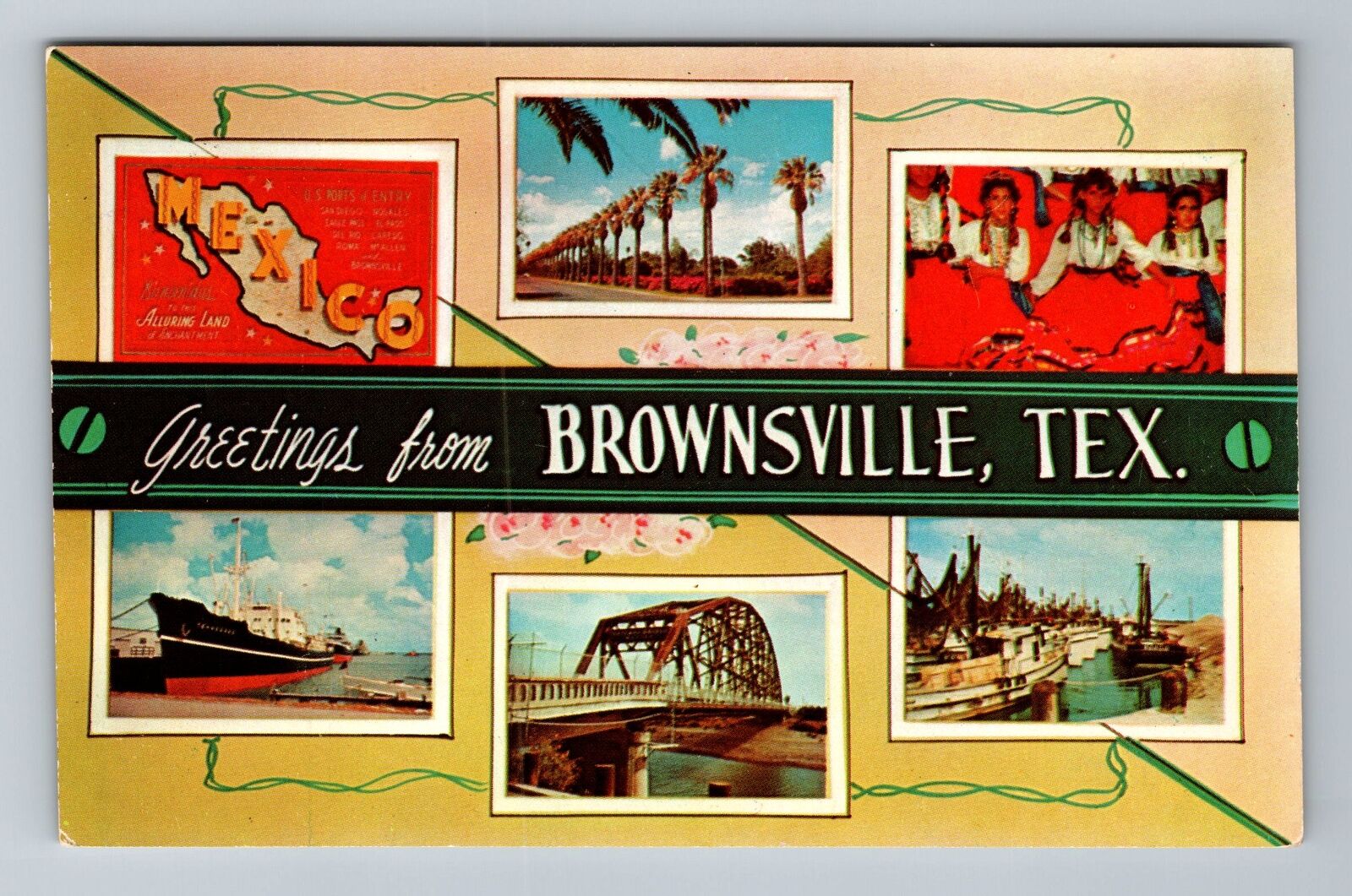 Brownsville TX-Texas, General Banner Greetings, Landmarks, Vintage Postcard