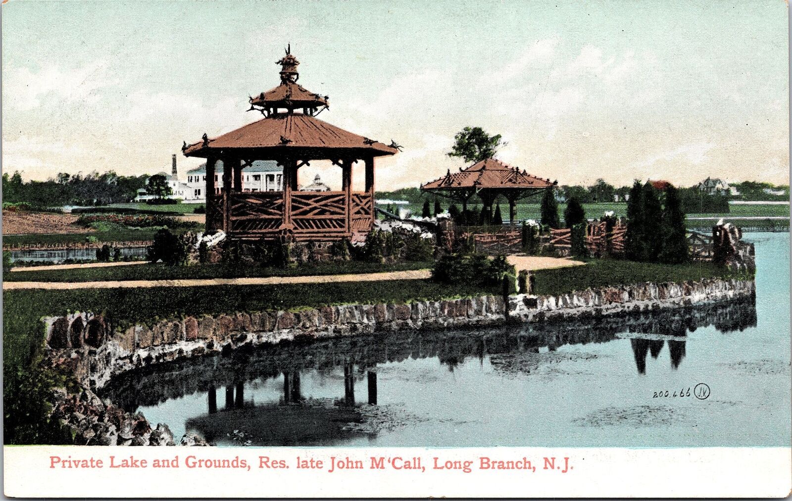 LONG BRANCH NJ - John McCall Residence Private Lake and Grounds Postcard