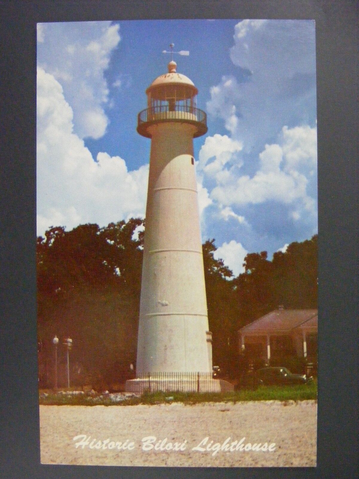 Biloxi Mississippi Gulf Coast Lighthouse Vintage Color Chrome Postcard 1950s