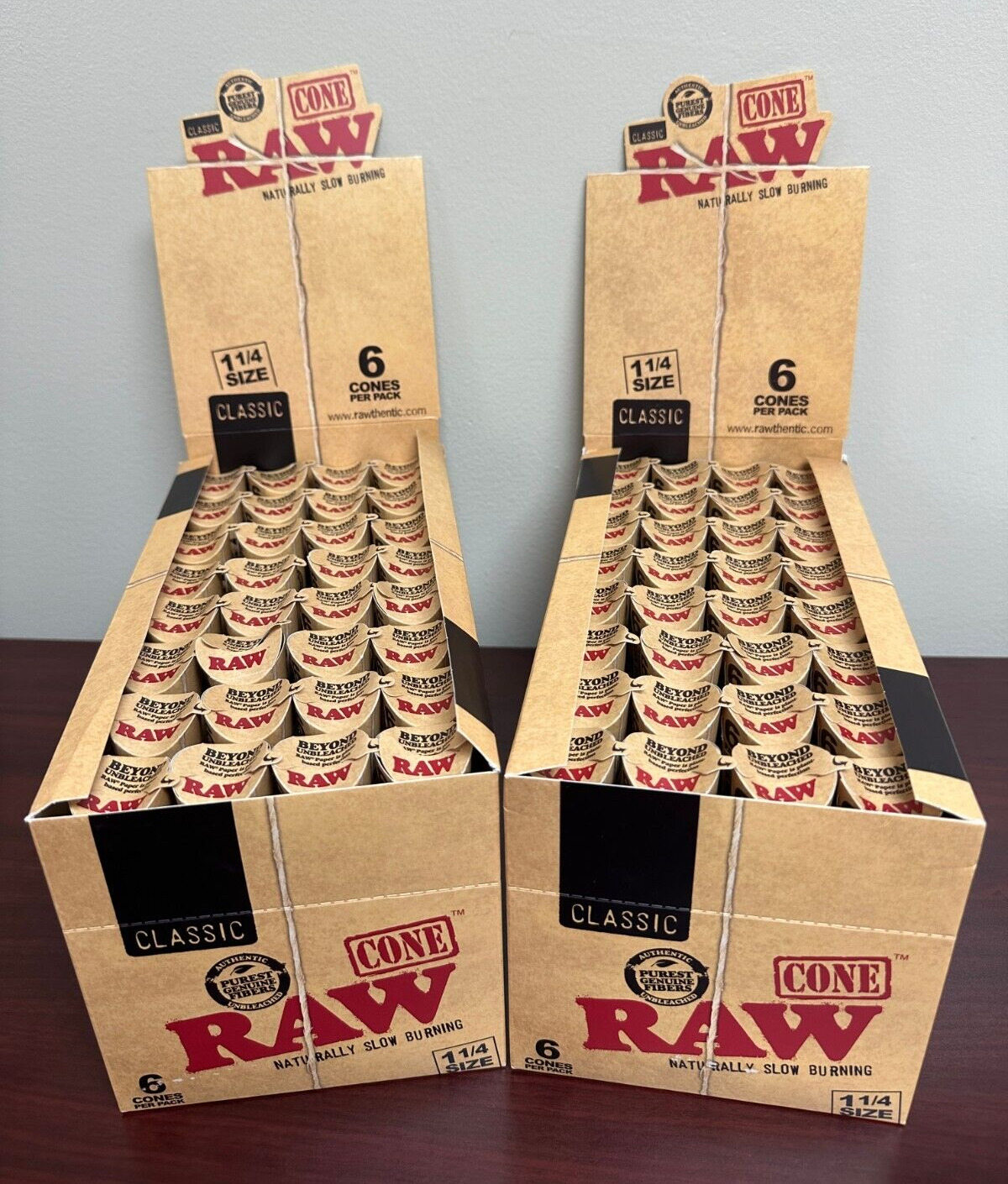 RAW Classic 1 1/4 Size Cones TWO FULL BOXES ~32pks of 6 Per box~ 384 Total Cones