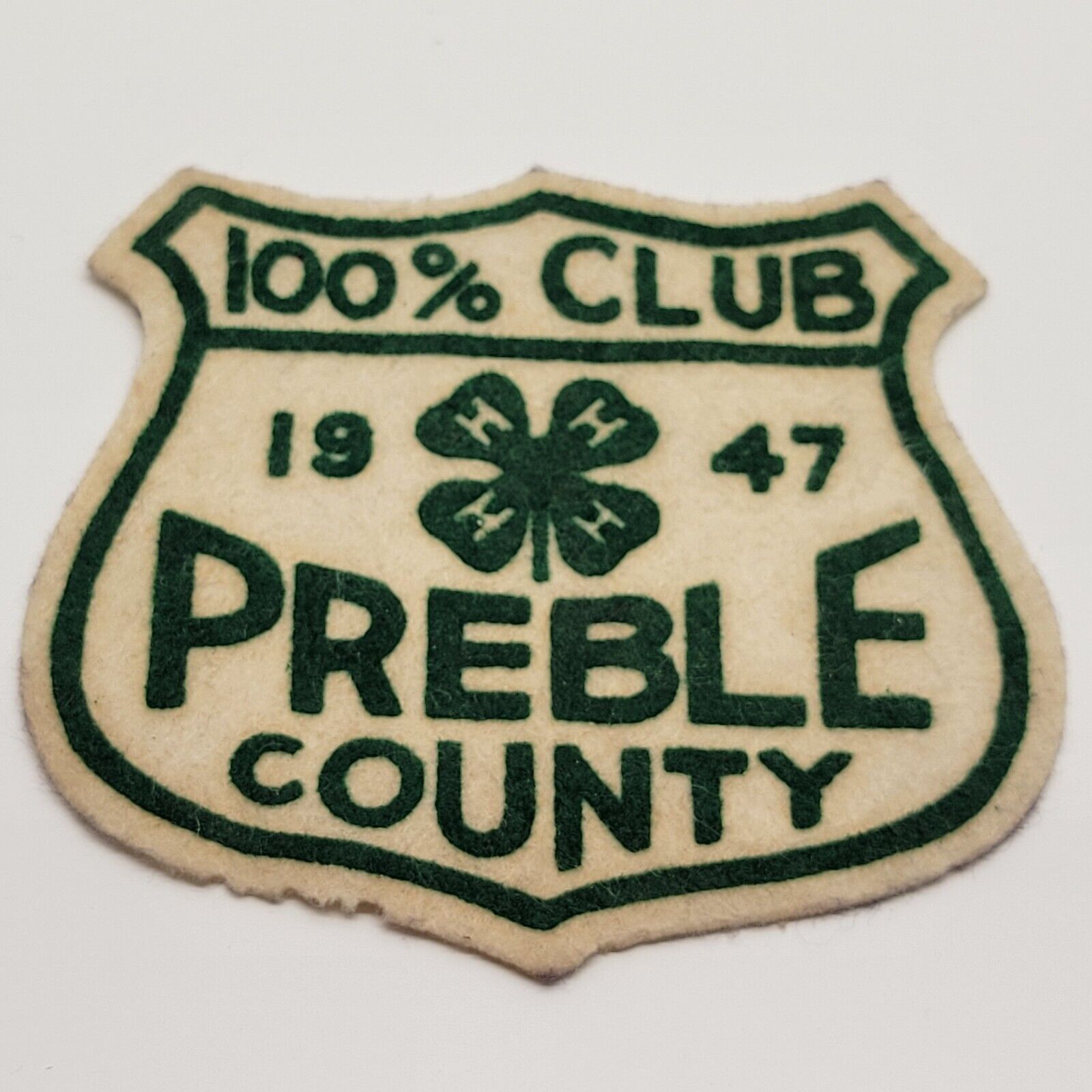 VTG 1947 Preble County Ohio 4H 100% Club Felt Patch USA Made Fair AG HHHH