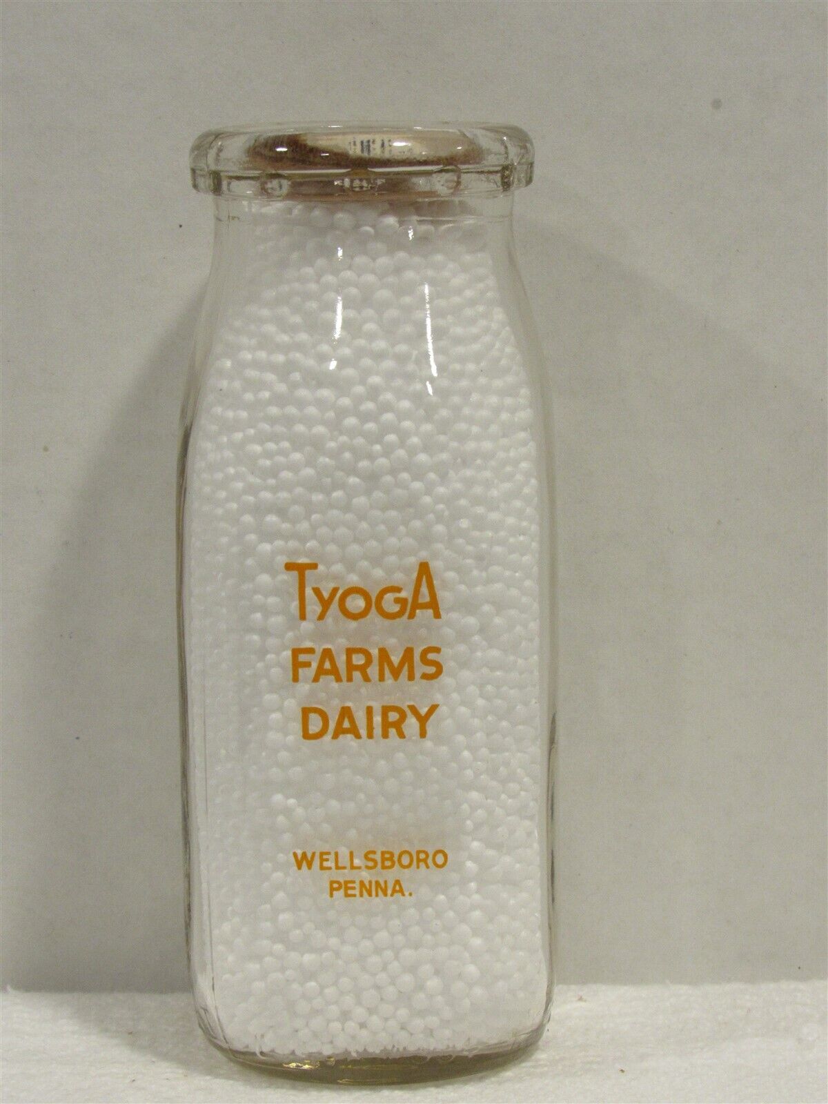 TSPHP Milk Bottle Tyoga Farms Dairy Farm Wellsboro PA TIOGA COUNTY 1962