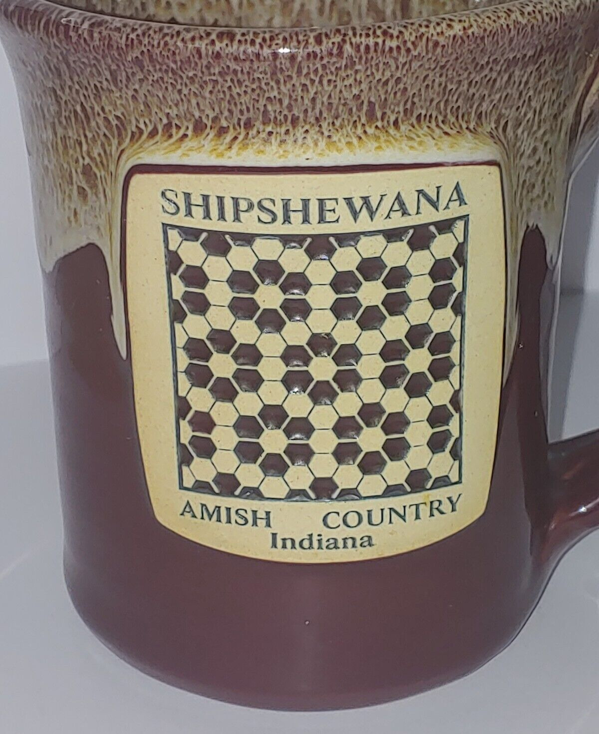 Deneen Pottery Drip Glaze Shipshewana Indiana Amish Country Coffee Mug Dk Pink 2