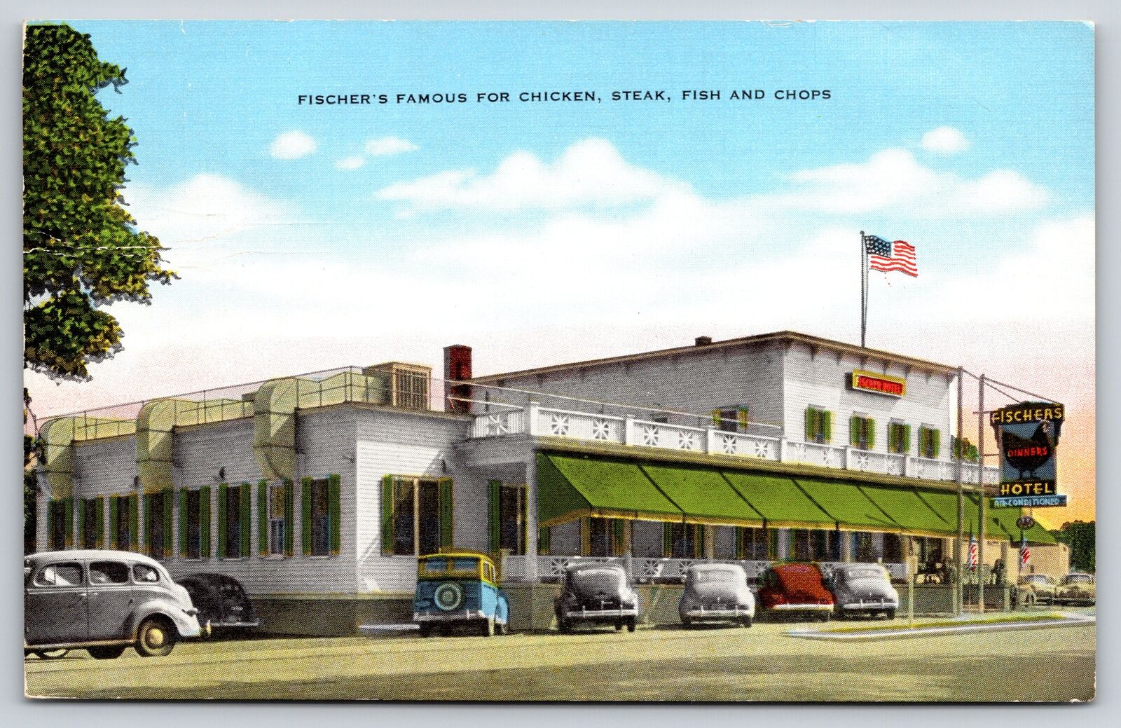 Frankenmuth Michigan~Fischer\'s Hotel & Restaurant~Classic Cars~1949 Linen PC