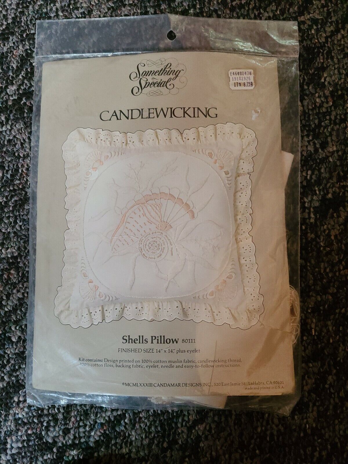 NIP Candamar Candlewicking Shells Pillow Kit Something Special 14 x 14 #80111