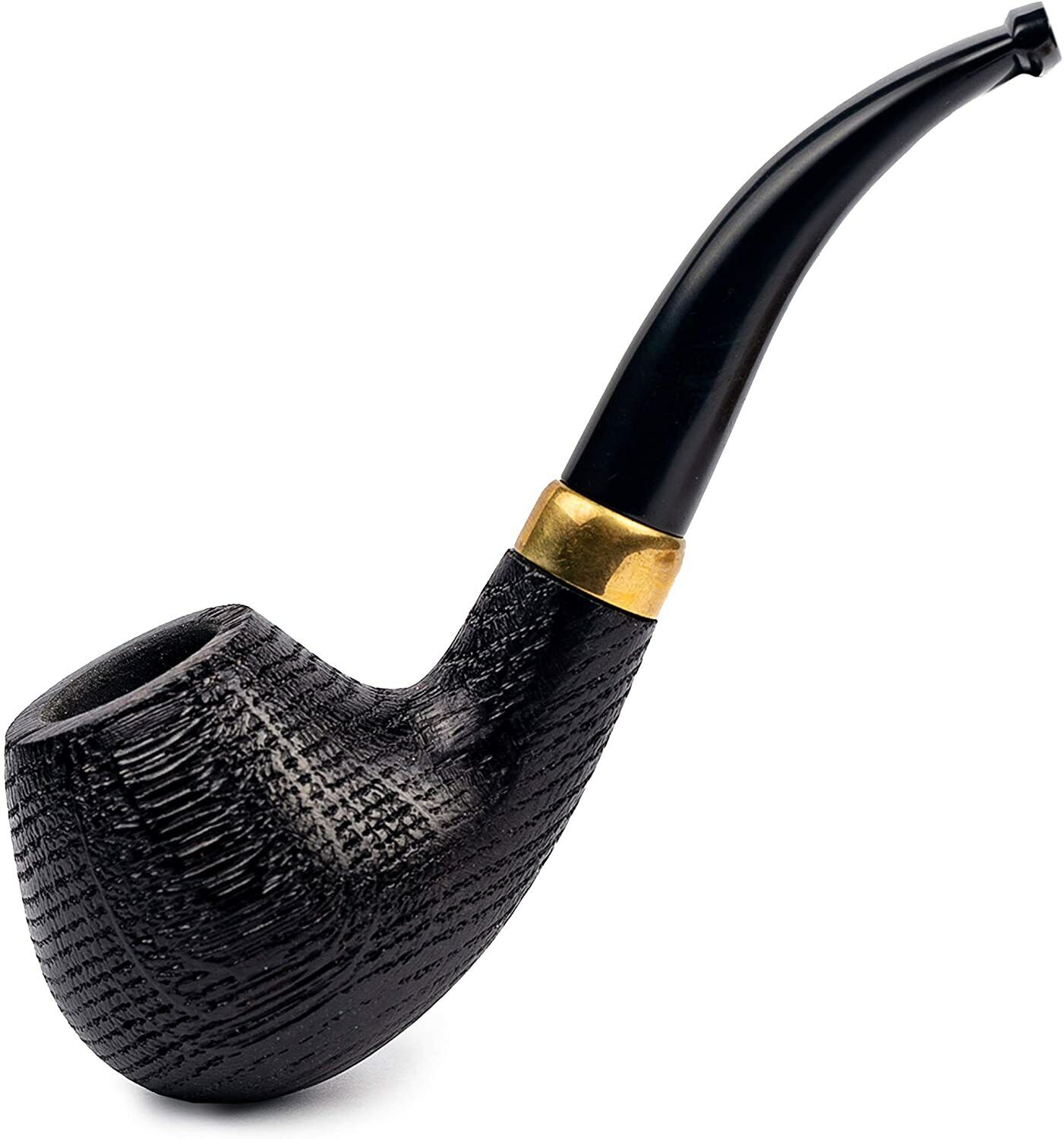 Dr. Watson - Tobacco Smoking Pipe, Classic Bent Apple shape (Rusticated)