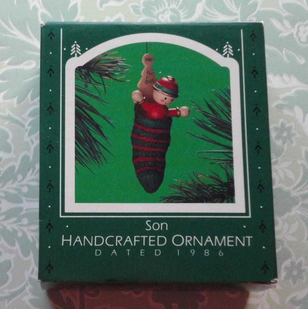 Vintage 1986 Hallmark MIB Handcrafted Ornament SON Wood Toys Stocking 
