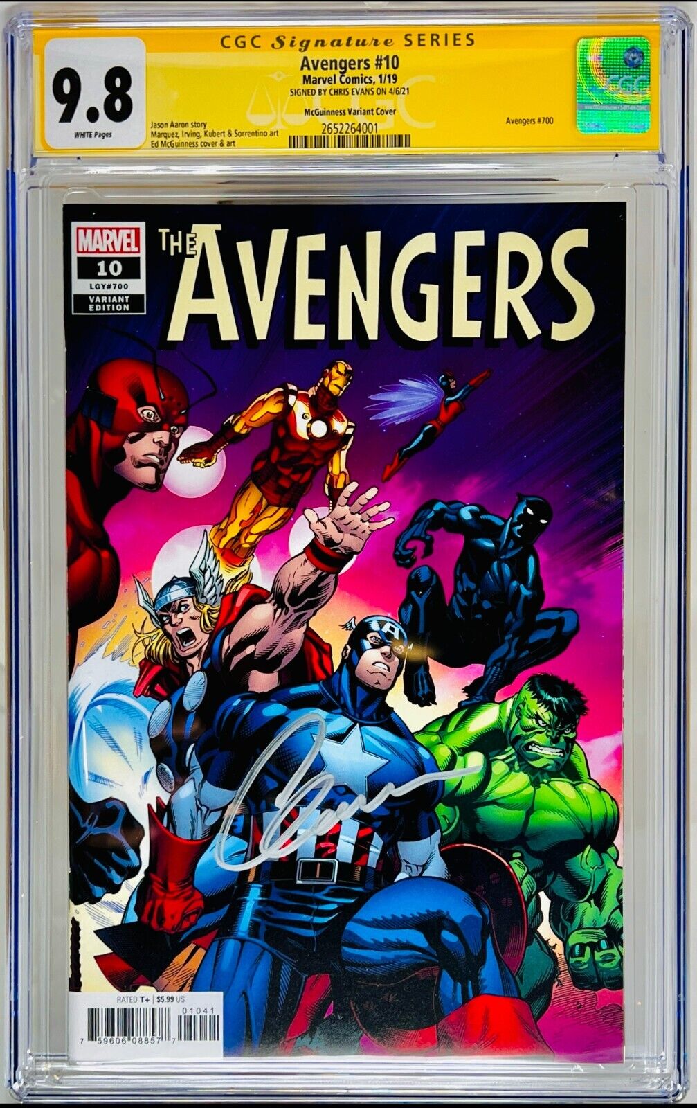 CGC SS Graded 9.8 The Avengers #10 McGuinness Variant Signed by Chris Evans