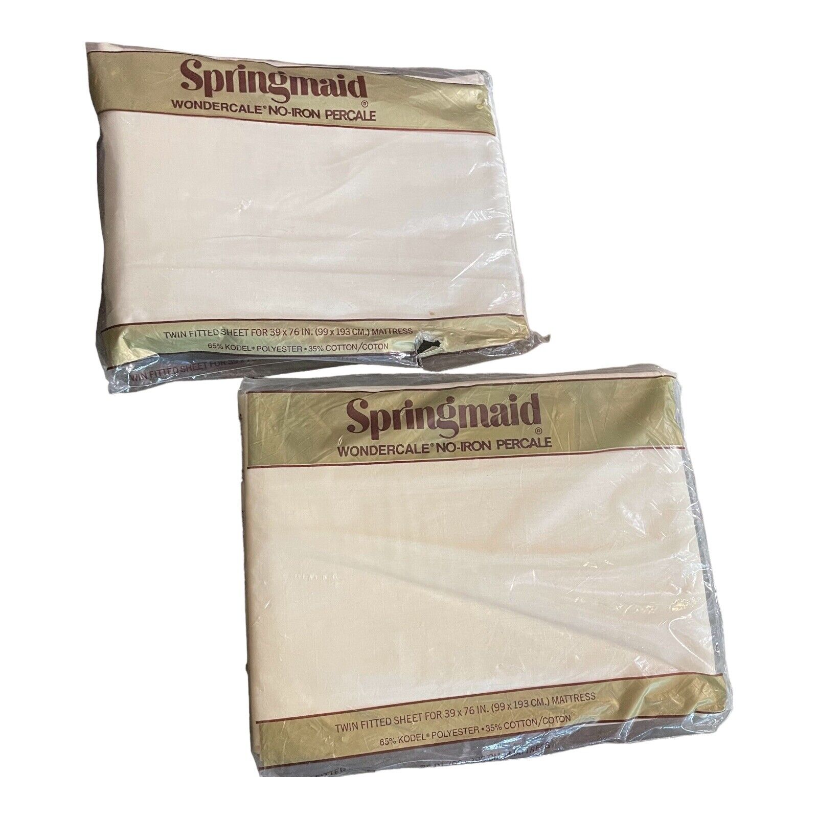 Springmaid VTG Twin Fitted Sheets 2 Piece White VTG NOS Wondercale NoIronPercale