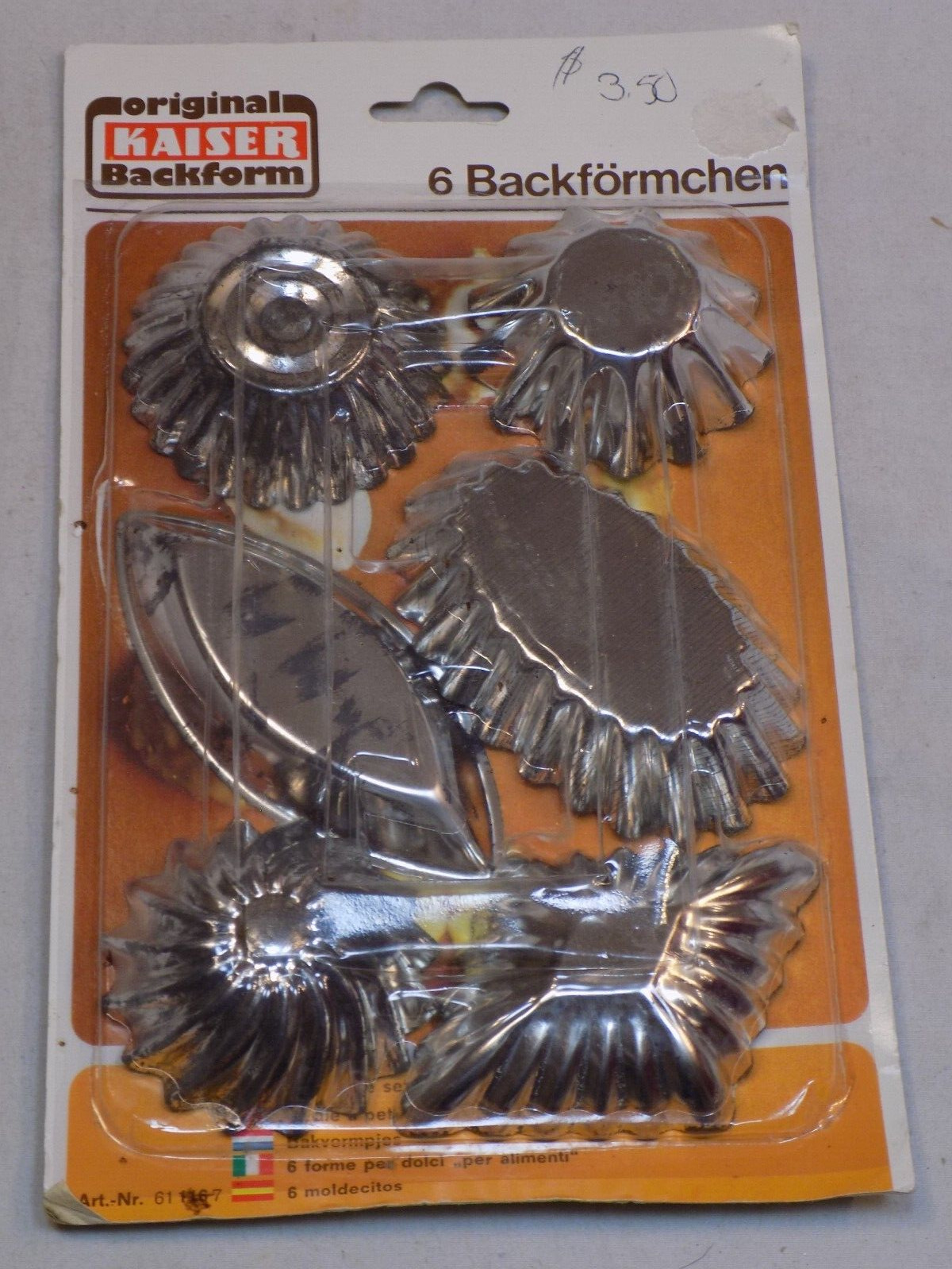 Original Kaiser Backform 6 Backformchen Silver Metal Molds Vintage Old Baking
