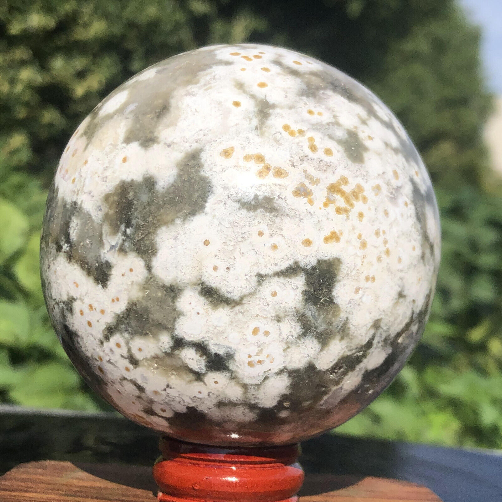 592g  Natural Ocean Jasper Quartz Ball Crystal Sphere Mineral Specimen Healing