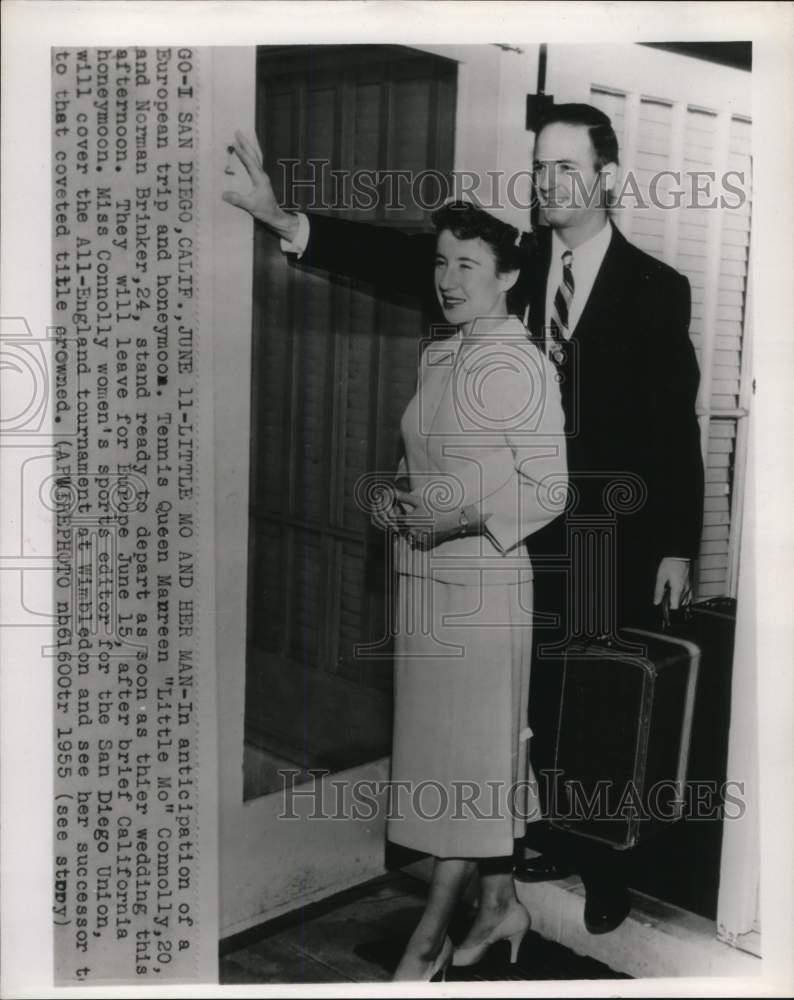 1955 Press Photo Maureen Connolly and Norman Brinker before Wedding in San Diego