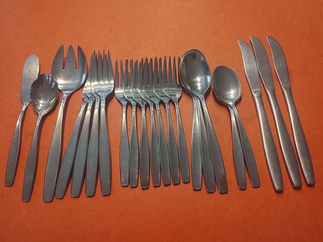 21pc Rogers Cutlery Co MODERN LIVING Stainless Spoons Forks Knives Lot IS