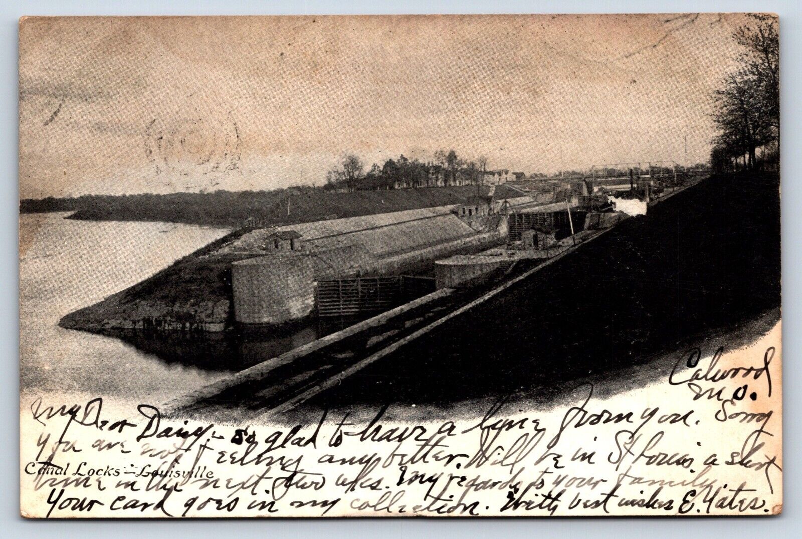 Postcard KY Louisville View Canal Locks Pub J Murray Jordan Vintage c1906 G2