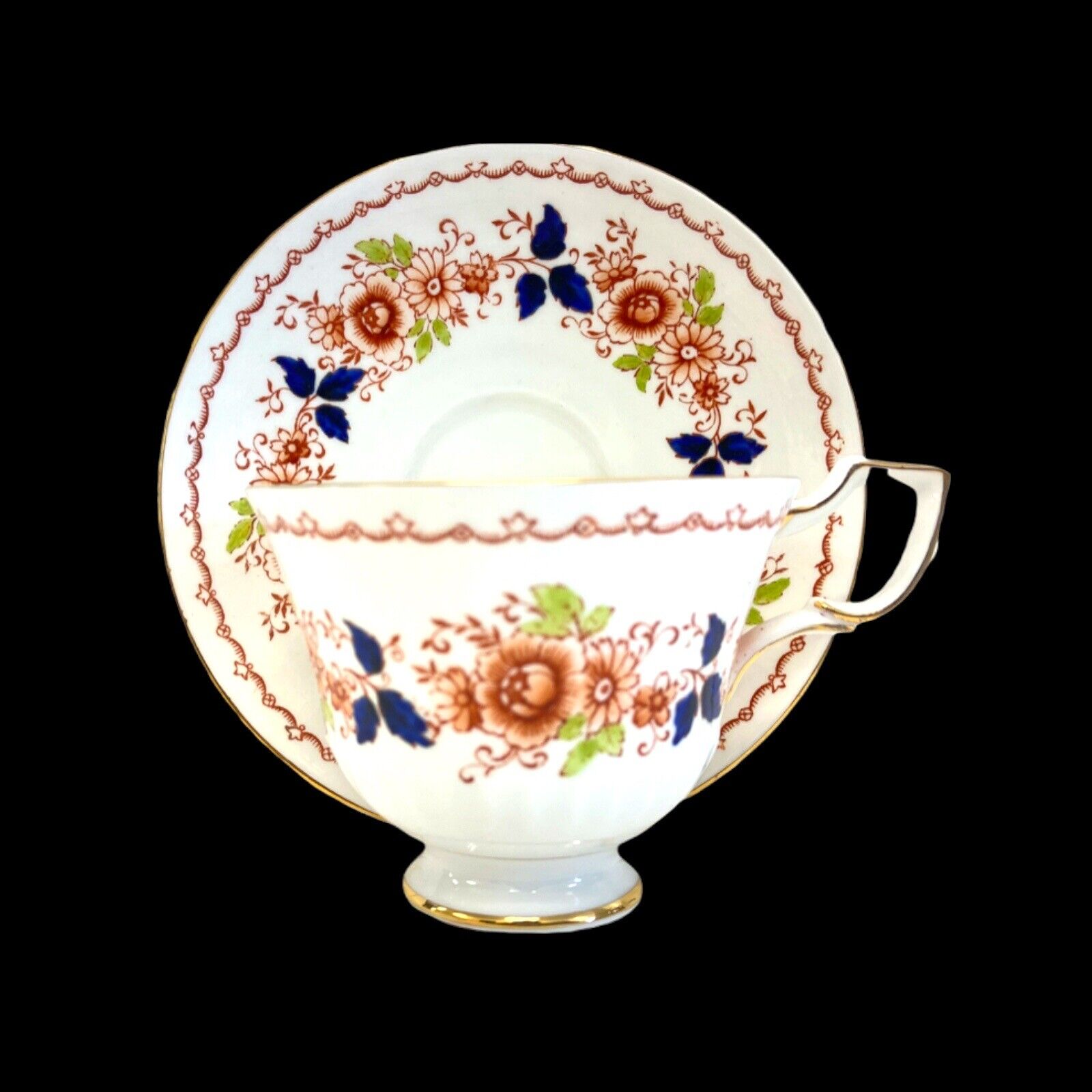 Antique Royal Tuscan Porcelain Teacup & Saucer (D-2439)