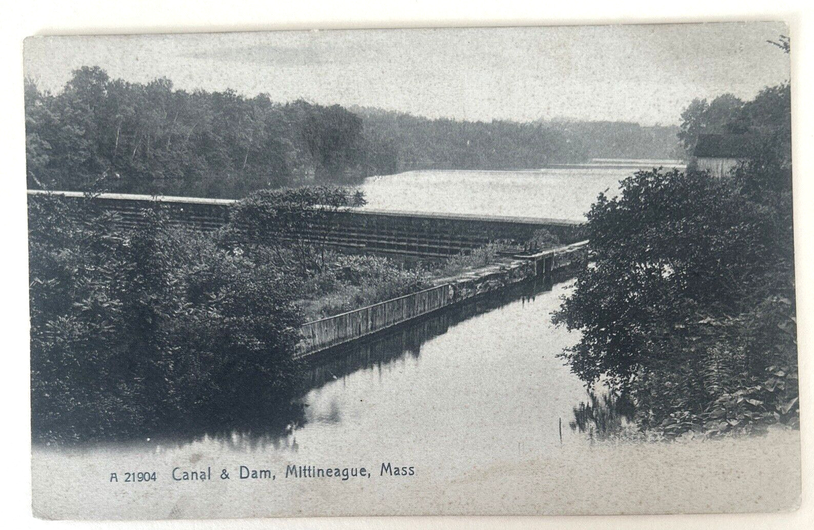 Mittineague Massachusetts Canal & Dam c1900s Undivided Back Postcard