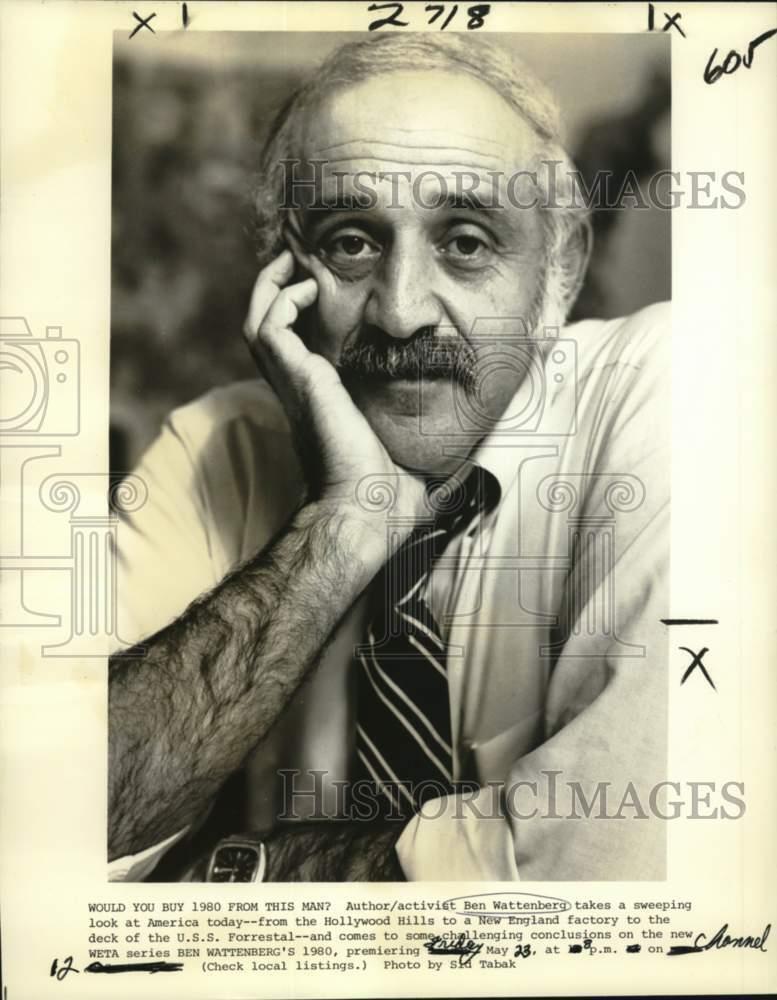 1980 Press Photo Author/Activist Ben Wattenberg on Public Television Show