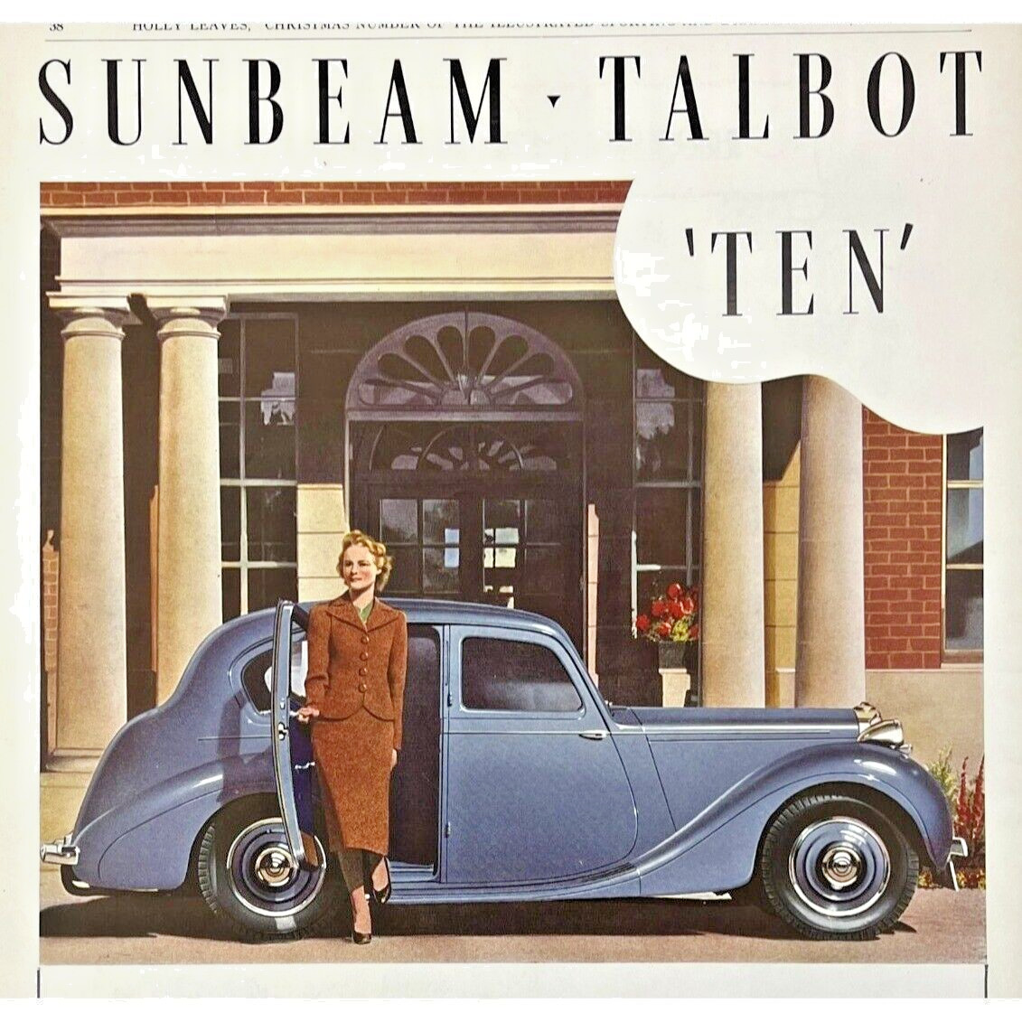 1938 SUNBEAM TALBOT TEN Original Full-Color Automobile Print Advertisement