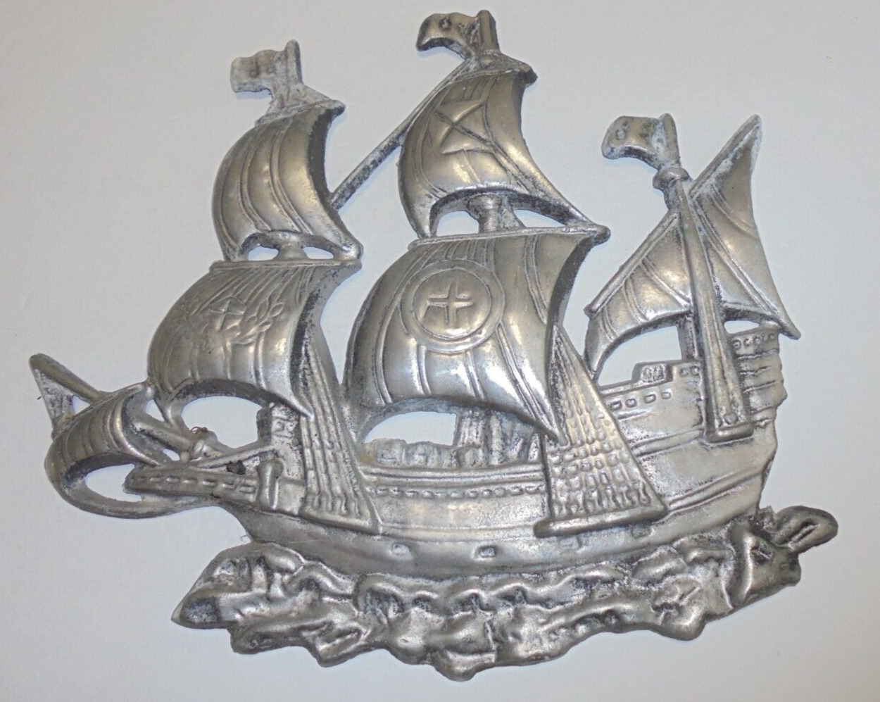 Vintage Cast Metal Pirate Ship or Spanish Ship Wall Hanging