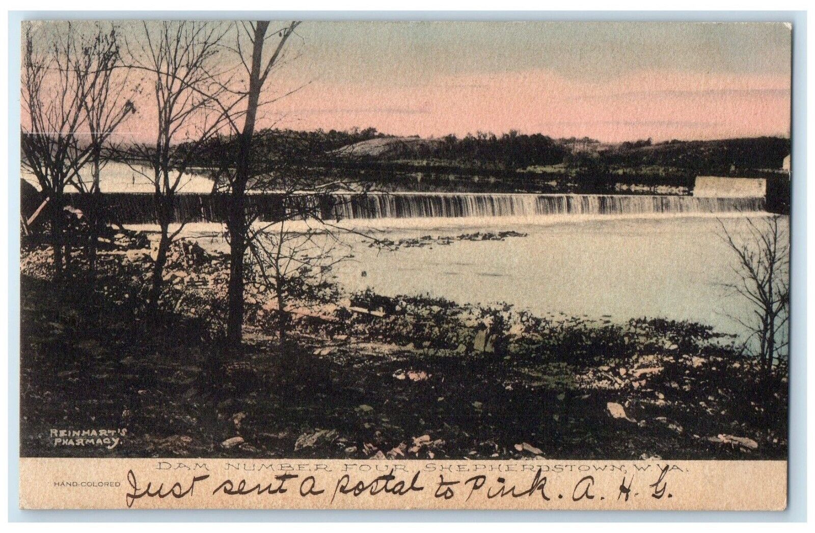 c1910's Dam Number Four Shepherdstown West Virginia WV Posted Antique Postcard