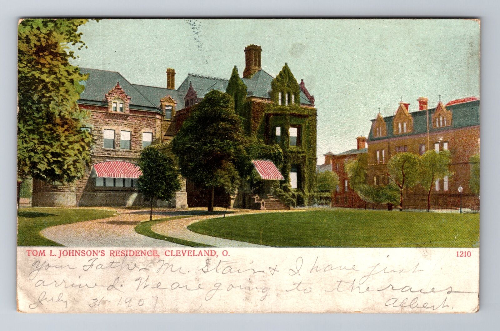 Cleveland OH- Ohio, Tom L Johnson's Residence, Antique, Vintage c1907 Postcard