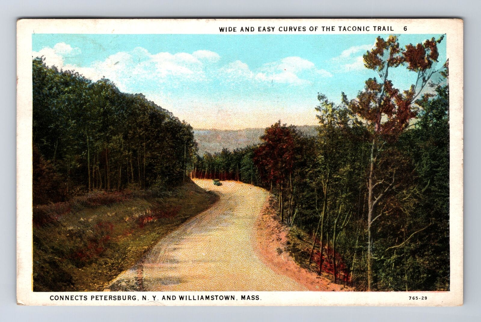 Petersburg NY-New York, Wide and Easy Curves Taconic Trail, Vintage Postcard
