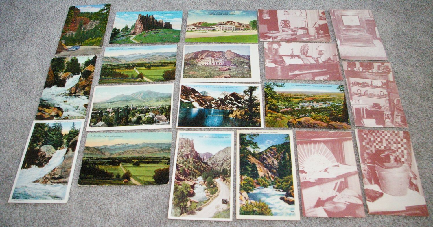 19 Boulder Colorado Postcard 2 chromes, 3 linens, 9 1910-20\'s era Postcards