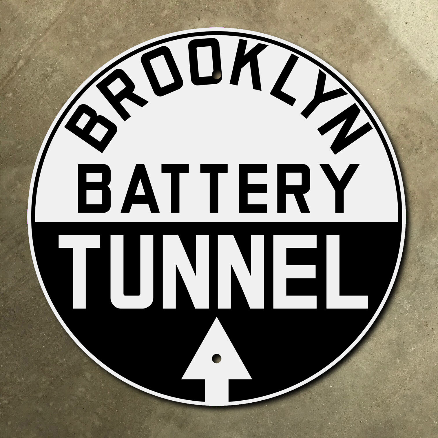 New York Brooklyn Battery Tunnel Red Hook highway marker road sign 1950 16x16