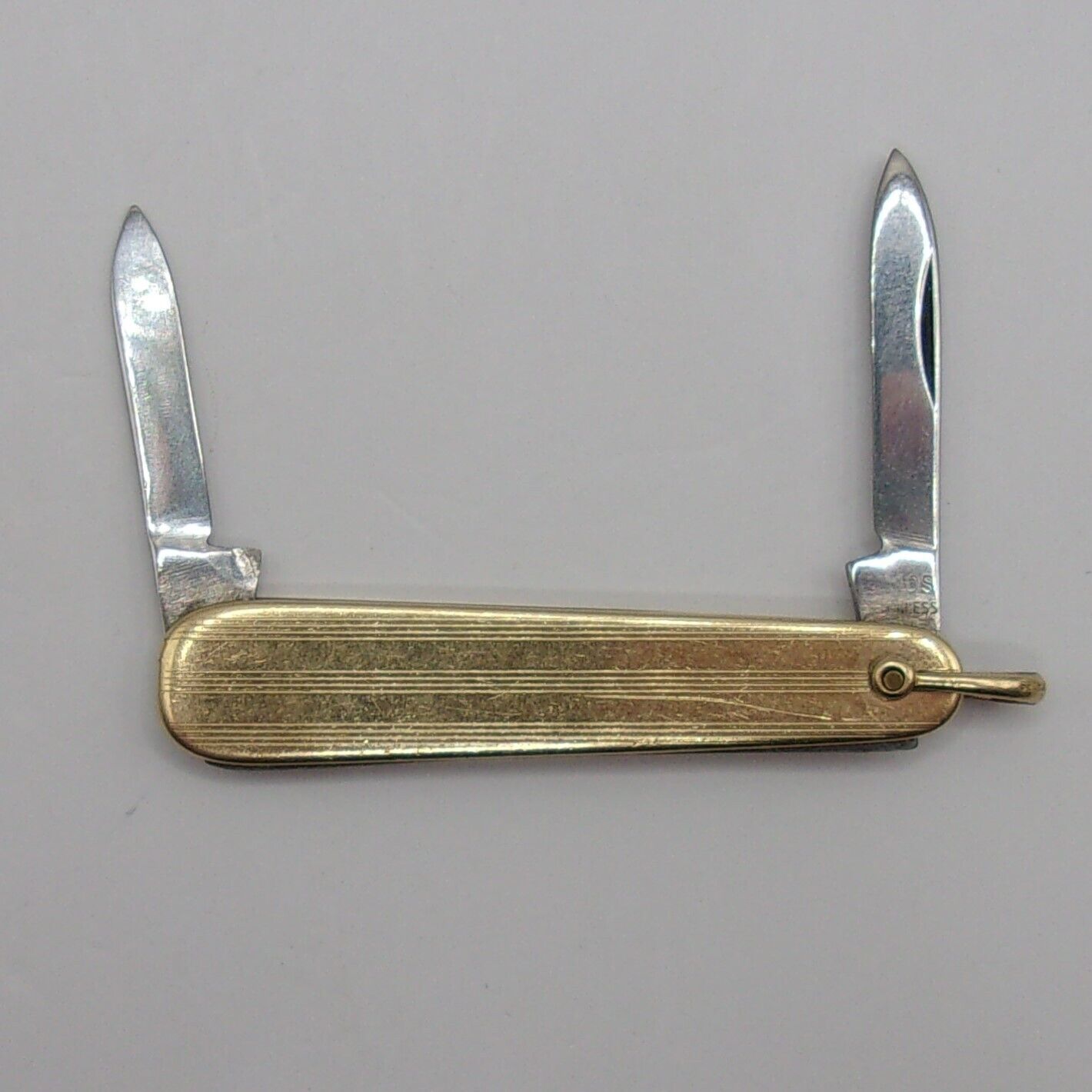 VOOS 12K Gold-Filled Case Vintage Voos Pocketknife with Stainless Steel Blades