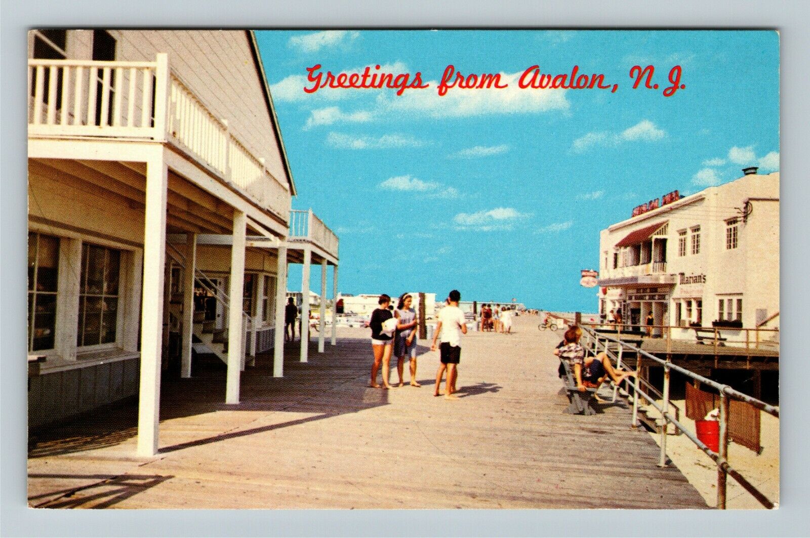 Avalon NJ-New Jersey, Scenic Greetings, Boardwalk Vintage Souvenir Postcard