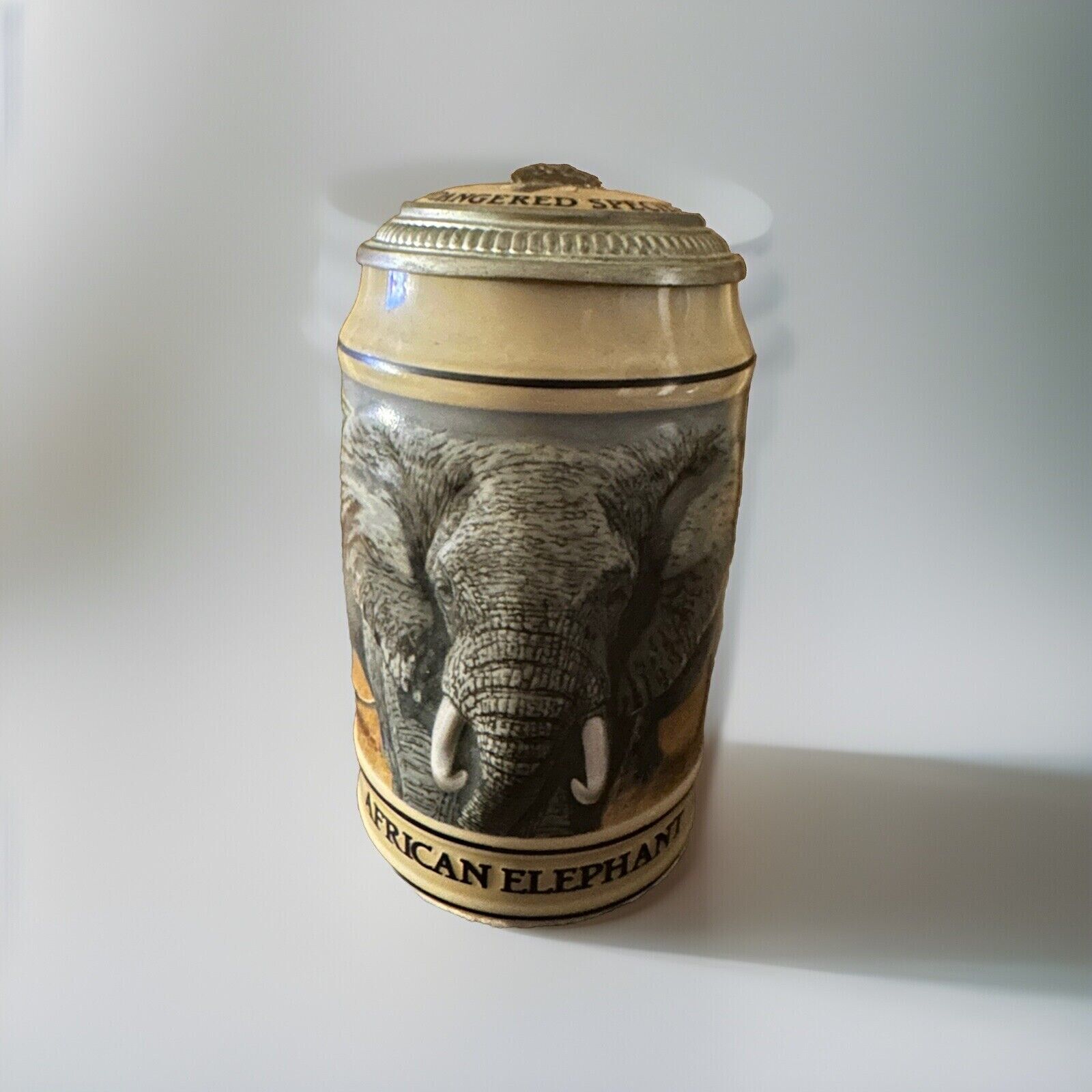 Vtg Budweiser Endangered Species Stein African Elephant #42593 Made In Brazil