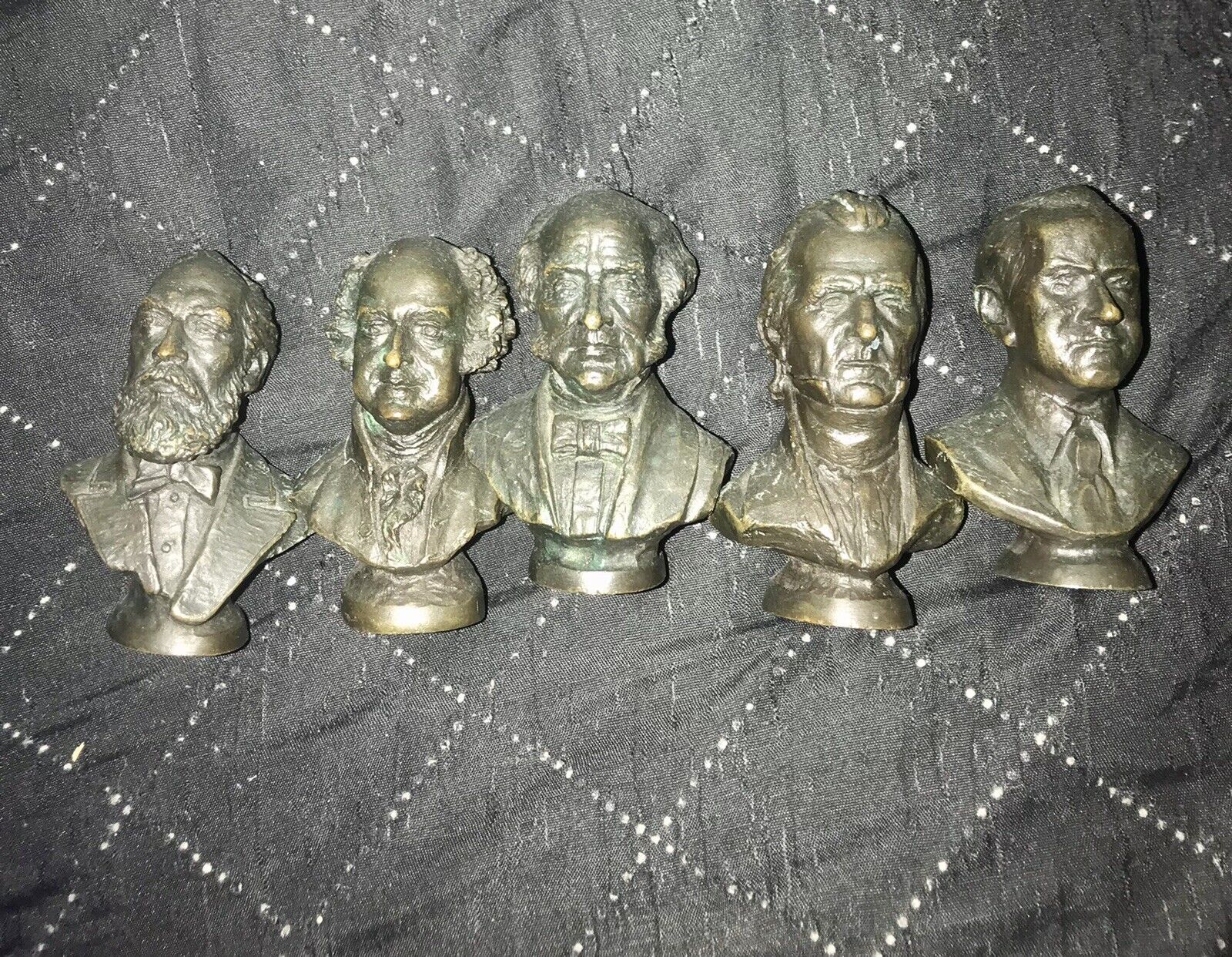 5 Pcs Art, Antique, Collectible, Historic Solid Bronze Presidents
