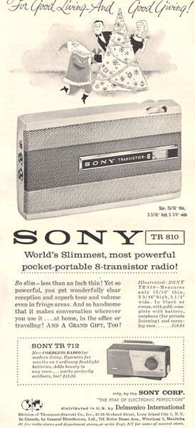 1959 Sony PRINT AD Model TR 810 & TR 712 Portable Transistor Radio Documenting