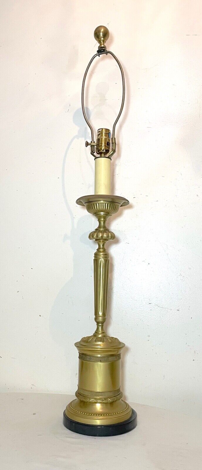 huge large vintage high quality Speer brass bronze marble electric table lamp 