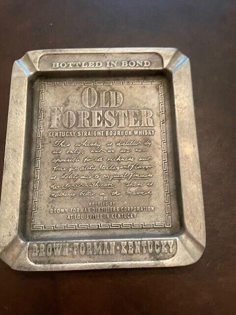 Vintage Old Forester Bourbon Whiskey Cast Aluminum Ashtray