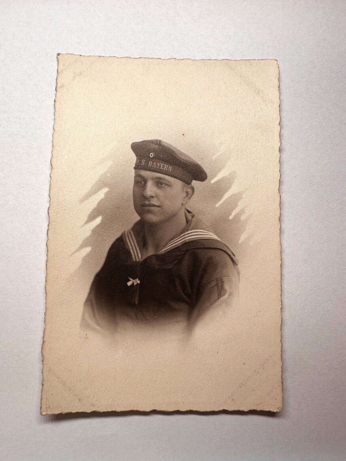 SMS Bayern RPPC Sailor Studio Portrait WWI German Imperial Navy 1917 V*