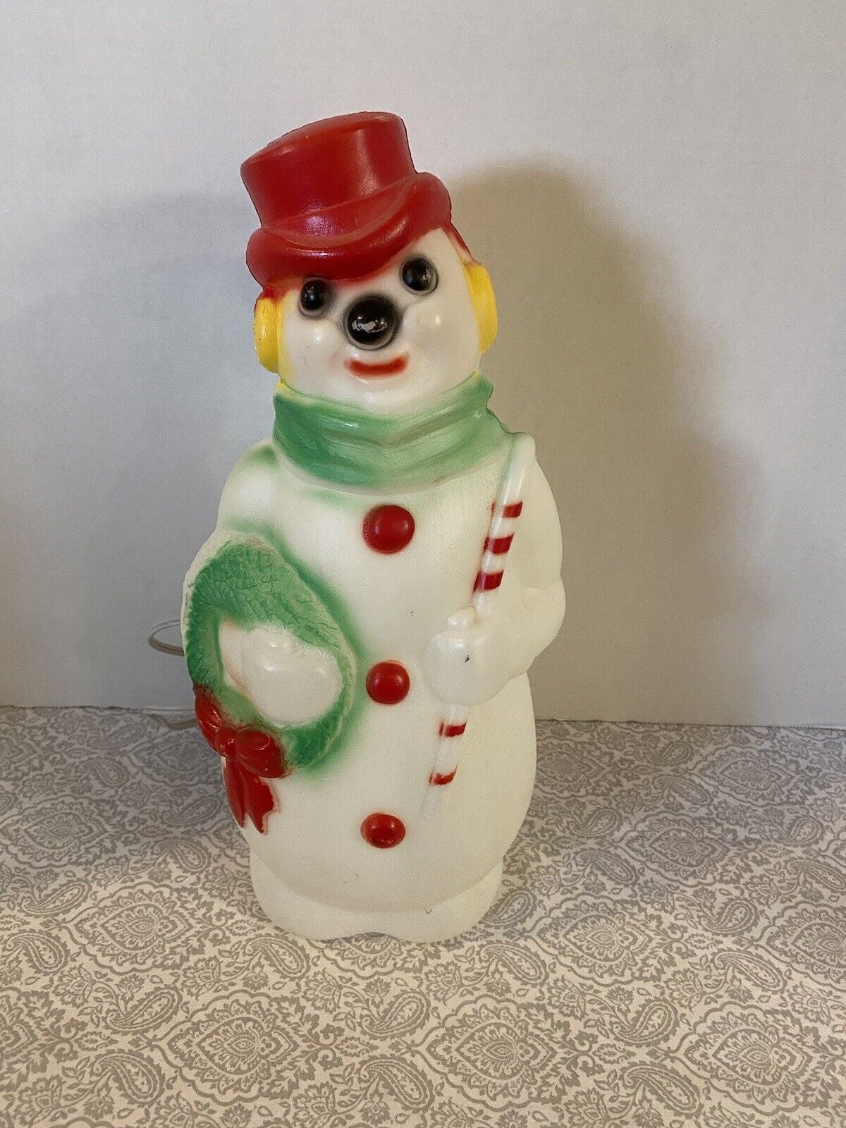 Vintage 1960-70’s BLOW MOLD Snowman With Cord