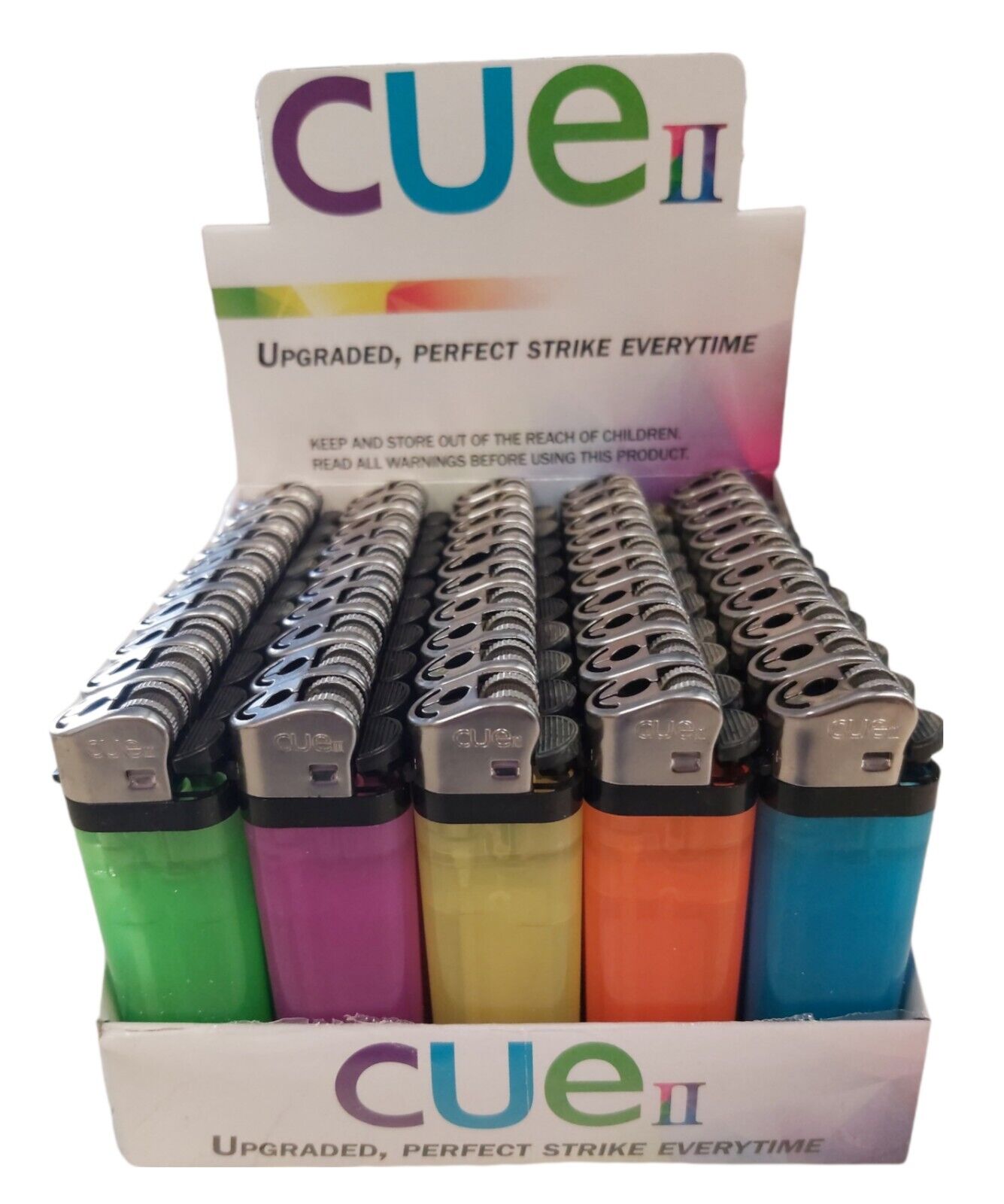 Cue II Lighters Disposable 5 Colors Adjustable Non-refillable (Lot) of 5 Lighter